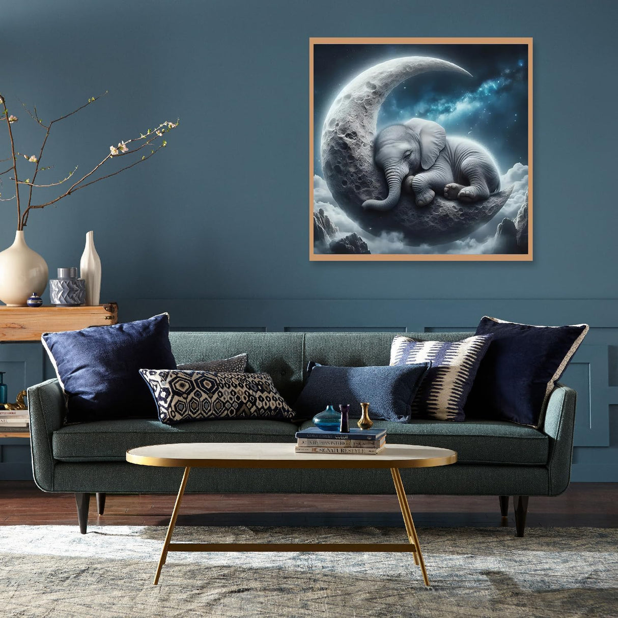 KTHOFCY 5D DIY Diamond Painting Kits for Adults, Moon and Elephant Full Drill Embroidery Cross Stitch Crystal Rhinestone Paintings Pictures Arts Wall Decor Painting Dots Kits 11.8X11.8 inch KTHOFCY