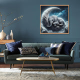 KTHOFCY 5D DIY Diamond Painting Kits for Adults, Moon and Elephant Full Drill Embroidery Cross Stitch Crystal Rhinestone Paintings Pictures Arts Wall Decor Painting Dots Kits 11.8X11.8 inch KTHOFCY