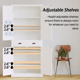 IRONCK Kitchen Pantry Storage Cabinet 72" Height, with Barn Doors, Drawer, 4 Adjustable Shelves, Freestanding Cupboard for Dining Room Living Room, IRONCK