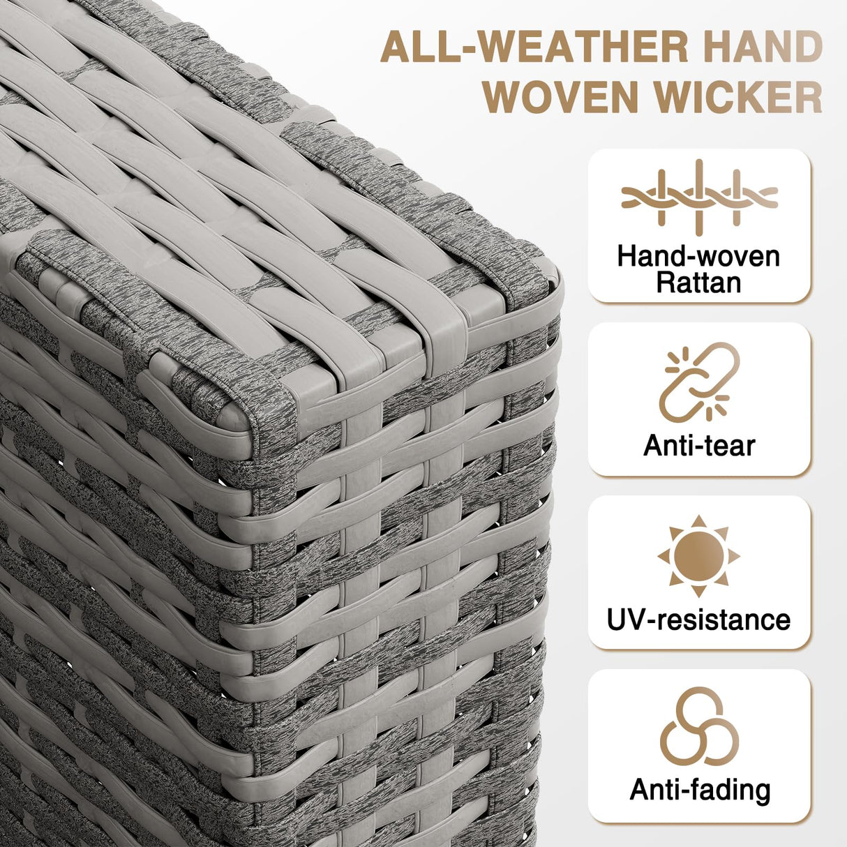 Aoxun Patio Furniture Sets, 8-Piece Outdoor Patio Furniture with 44'' Propane Gas Firepit Table, Wicker Outdoor Conversation Set Sectional Sofa for Backyard, Poolside, Garden Aoxun