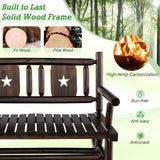 Giantex Outdoor Rocking Bench, Patio Loveseat Rocker for 2 w/Ergonomic Back & Log Arms, Carbonized Fir Wood Frame, Wooden Double Rocking Chair for Porch, Garden, 710 LB Capacity, Rustic Brown Giantex