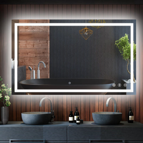 YOLEO 72x36 LED Bathroom Mirror, Led Mirror for Bathroom with Front and Backlit, Lighted Bathroom Vanity Mirror for Wall, Anti-Fog, Dimmable, Memory Function, 3 Colors, Horizontal/Vertical YOLEO