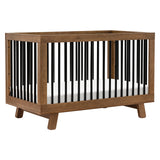 Babyletto Hudson 3-in-1 Convertible Crib with Toddler Bed Conversion Kit in Natural Walnut/Black, Greenguard Gold Certified babyletto