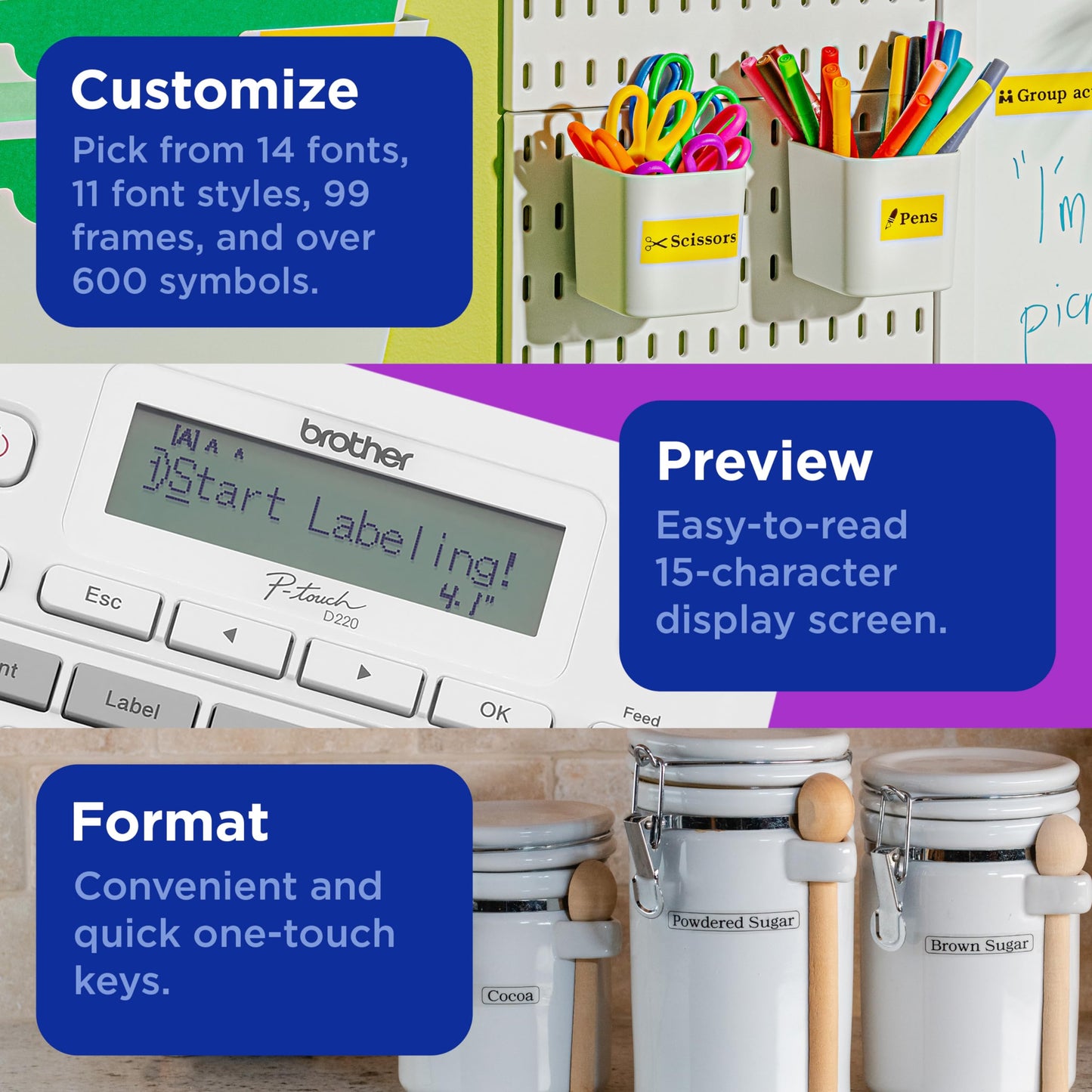 Brother P-Touch PTD220 Home/Office Everyday Label Maker | Prints TZe Label Tapes up to ~1/2 inch White