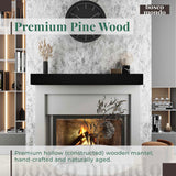 BoscoMondo Fireplace Mantel, Handcrafted Rustic from Solid Pine, Wall-Mounted Floating Farmhouse Shelf - 8x6x60 Deep Black BoscoMondo