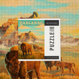 Lantern Press Made in USA Puzzle for Adults - 1000 Pieces, Reference Poster, Premium Box, Badlands National Park, South Dakota, Oil Painting Lantern Press