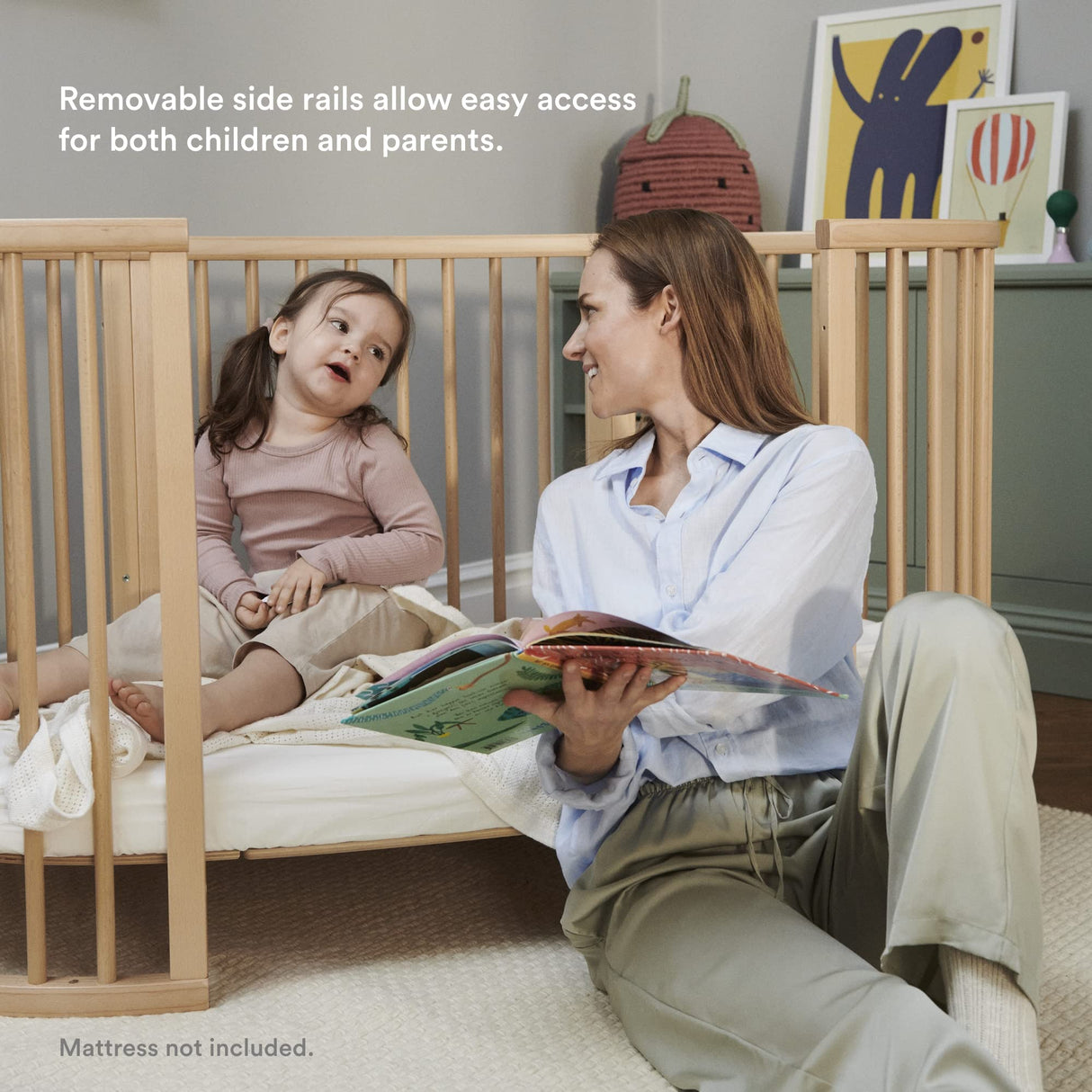 Stokke Sleepi Bed, Natural - Oval Crib Suitable for Ages 0-5 Years Old - Adjustable, Stylish & Flexible - Sturdy Beech Wood Frame Stokke