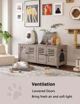 DINZI LVJ Litter Box Enclosure for 2 Cats, Hidden Litter Box Furniture with Double Rooms, Dual Cat Litter House, Front Doors, 47.2" Wooden Hidden Cat Washroom, Side End Table, TV Stand, Greige DINZI LVJ