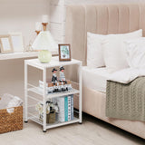 OYEAL End Table, Small Side Table Living Room, White Nightstand with 2-Tier Storage Shelf, Printer Stand Sofa Table for Small Spaces, Living Room, Bedroom, Easy Assembly OYEAL