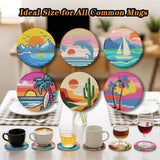 Zynlio Sunset Diamond Paintings Coasters Kits Set with Holder,Diamond Art, DIY Diamond Crafts Coasters for Adults, Diamond Art Painting Kits for Women, Beginners, Diamond Craft Supplies Zynlio