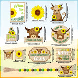 GlikCeil 20 Pcs Highland Cow Tiered Tray Decor Farmhouse Sunflower Decor Farmhouse Cow Tiered Tray Decoration Set Sunflower Wooden Sign Table Centerpiece for Summer Home Kitchen Shelf Party Decoration GlikCeil