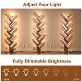 Hoctieon 10 Tier Tree Bookshelf, Tall Bookcase, Freestanding Book Shelf with LED Lights, Display Floor Standing Storage Shelf, Book Organizer Shelves for Home Office, Living Room, Rustic Brown Hoctieon
