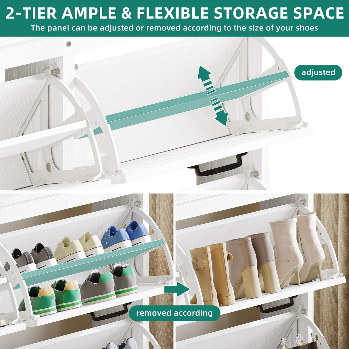 YITAHOME Shoe Cabinet with 4 Flip Drawers, Freestanding Shoe Rack, Shoe Organizer, Narrow Shoe Cabinet for EntryWay Hallway Living Room, White YITAHOME