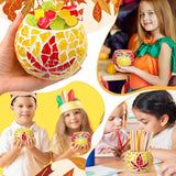 Sunnychicc 2 Set Glass Mosaic Candle Holder Kit Include Tea Light Holder, Glass Mosaic Tiles DIY Crafts Creativity Handmade Artwork for Adults Home Lighting Decor(Autumn Theme) Sunnychicc