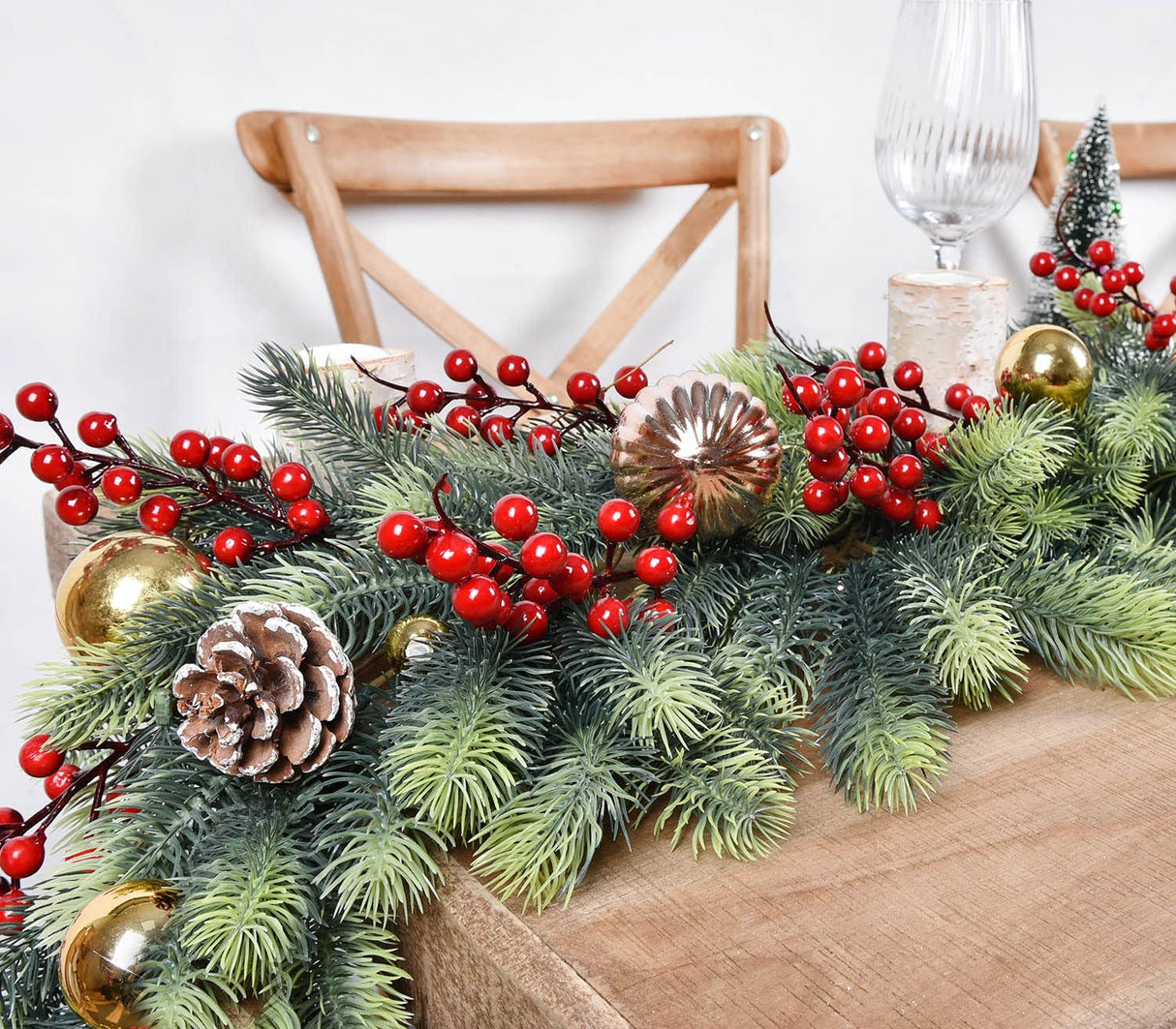 Artiflr 6 Feet Artificial Christmas Pine Garland, Winter Greenery Garland for Holiday Season Mantel Fireplace Table Runner Centerpiece Decoration Artiflr