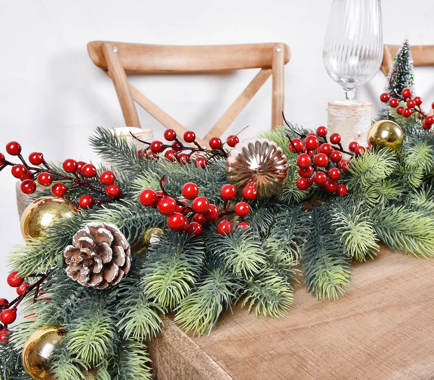 Artiflr 6 Feet Artificial Christmas Pine Garland, Winter Greenery Garland for Holiday Season Mantel Fireplace Table Runner Centerpiece Decoration