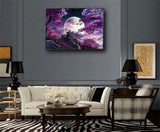 MaiMMaledy Paint by Numbers Kit 12Lx8W inch for Adults Beginners Canvas Pictures with Framed Drawing Painting Acrylic Pigment with Wooden Triangle Easel Moon MaiMMaledy