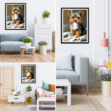 MXJSUA Yorkshire Puppy Dog Diamond Painting Kits for Adults, 5D Diamond Art Kits for Beginners, DIY Full Round Drill Picture with Diamond for Home Wall Decor, 12x16 Inch MXJSUA