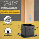 FNXAOR 4x4 Post Base 6 Pcs, Inner Size 3.5"x3.5" Fence Post Base Brackets, Metal Post Anchor Matte Black Wood Post Brackets Heavy Duty Powder-Coated for Pavilion Deck Railing Support Deck Base Plate FNXAOR