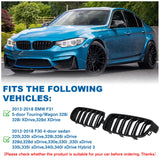 BILLDIO F30 Grille - Front Kidney Grille Double Slats Glossy Black Compatible with 2012-2018 BMW 3 series F30 F31 320i 328i 328d 330e 330i 335i 340i 328i,BMW F30 Black Kidney Grille BILLDIO