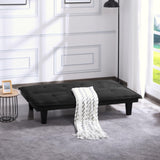 SumKea 63.8" Futon Bed with Adjustable Backrest and Suede Upholstery – Multi-Functional Sleeper Sofa for Home and Office, Black SumKea