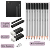 Mr. Pen- Sketch Pencils for Drawing, 19 Pcs, With Graphite Sticks, Erasers and Sharpener, Art Pencils for Sketching, Back to School Supplies Mr. Pen