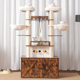 Heybly Cat Tree for Maine Coon with Litter Box Enclosure, 72-inch Wooden Cat Tower for Indoor Cats Large Adult, Big Condo with Food Station, Baskets, Furniture with All-sisal Scratching Post HCT112SR Heybly