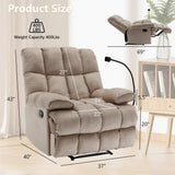 hzlagm Oversized Recliner Chairs for Adults 400LBS, Extra Wide Recliner, Manual Recliner Chair with Overstuffed Armrest and Backrest, Velvet Big and Tall Recliners for Living Room, Beige hzlagm