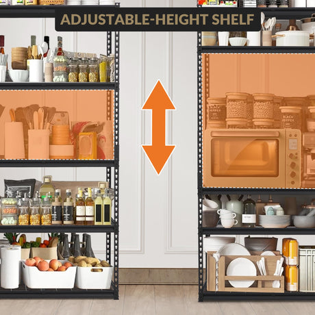 KOKEBREN Heavy Duty Storage Shelves 60x24x78 in, 2500Lbs Adjustable Metal Shelving for Garage Organization, Durable Garage Shelving Easy Assemble KOKEBREN