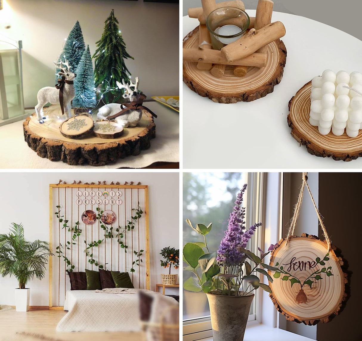 ilauke Wood Slices for Centerpieces, 6Pcs Large Unfinished Wood Slices 7-8 Inches Round Wooden Circle with Tree Bark, Wooden Discs for DIY Painting Crafts, Weddings Centerpieces Decor ilauke