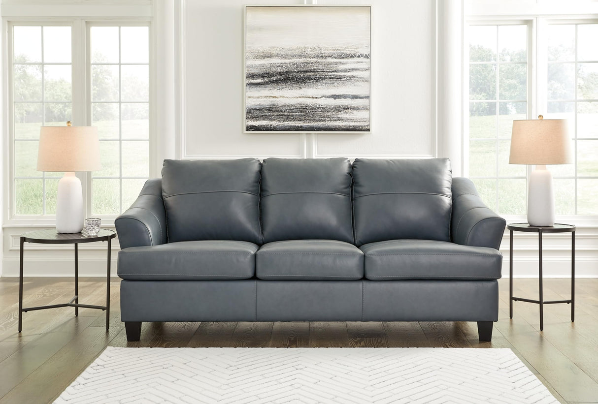 Signature Design by Ashley Genoa Contemporary Leather Match Sofa, Blue Signature Design by Ashley