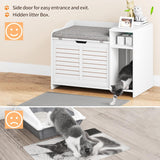 GAOMON Cat Litter Box Enclosure, Large Hidden Litter Box Furniture with Top Opening, Cushion, Storage Shelf, Litter Mat, Wooden Pet House End Table for Cats - White GAOMON