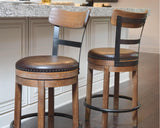Signature Design by Ashley Pinnadel 24.25" Modern Farmhouse Swivel Counter Height Barstool, Light Brown Signature Design by Ashley