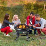 22 Inches Portable Fire Pit Outdoor Wood Burning Steel Lightweight BBQ Grill Firepit Bowl with Log Grate&Poker for Outside Patio Campfire Bonfire Backyard Nouva