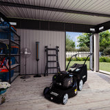 BinpLax 434 cu.ft Shed 12x7.4 Ft Premium Galvanized Steel Storage Sheds with Triple Doors Weatherproof Outdoor Utility Sheds, Dual Lock Lean to Shed for Mower, Bike, Generator, Garden Tools (Black) BinpLax