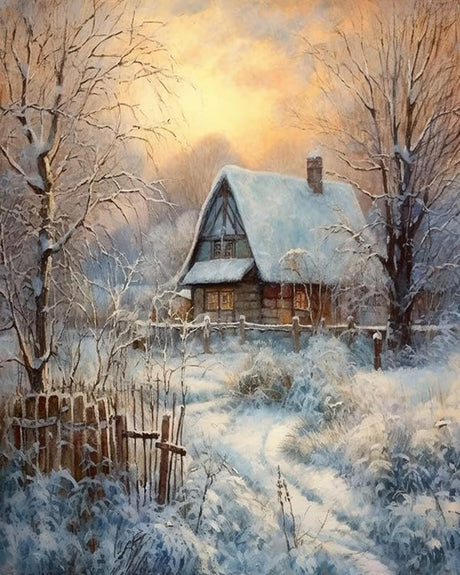 OKSGYTA Paint by Numbers for Adults Winter Village Scene Painting by Number for Adults DIY Digital Painting for Beginners Wall Decor Drawing Art Decor, 40x50cm No Frame OKSGYTA