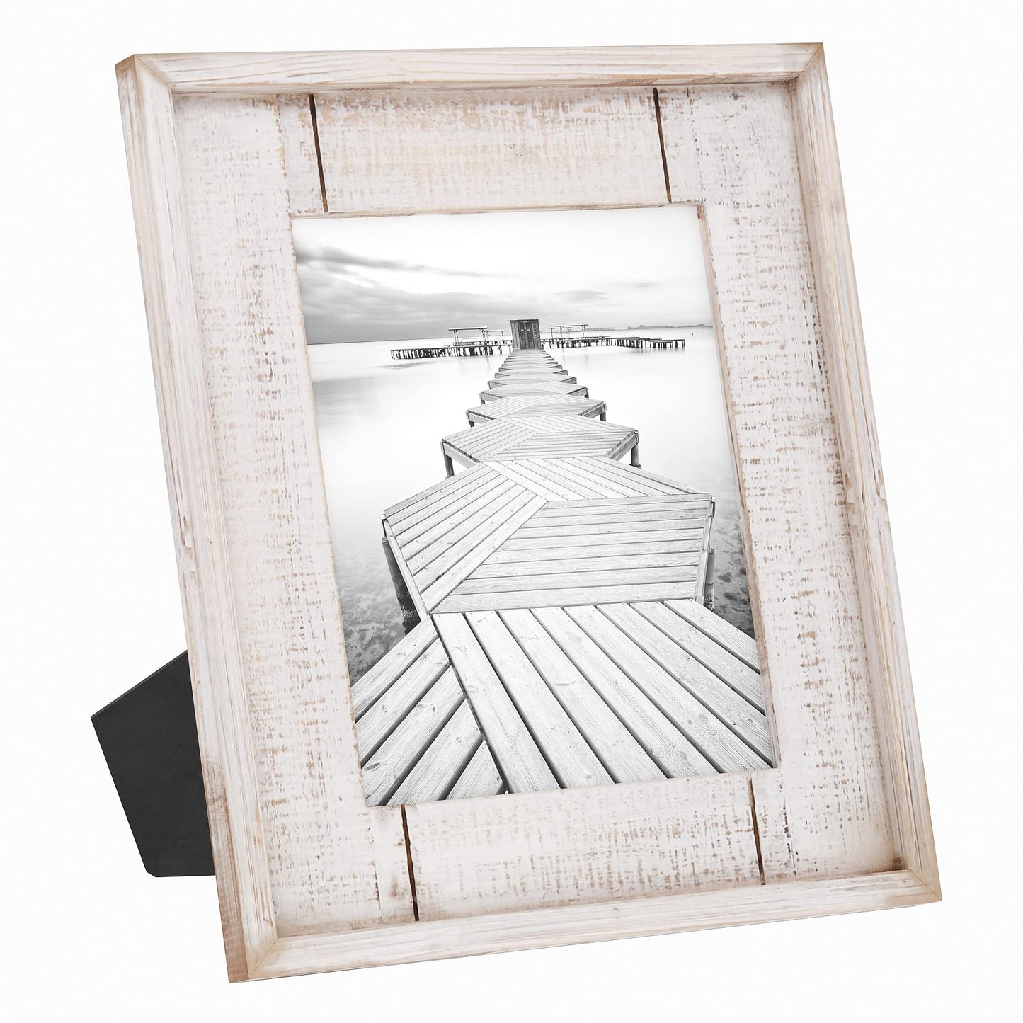 Barnyard Designs Rustic Wood Picture Frame – Farmhouse or Coastal Beach Theme Wooden Photo Frame, Distressed White (8" x 10" / 1 Frame)