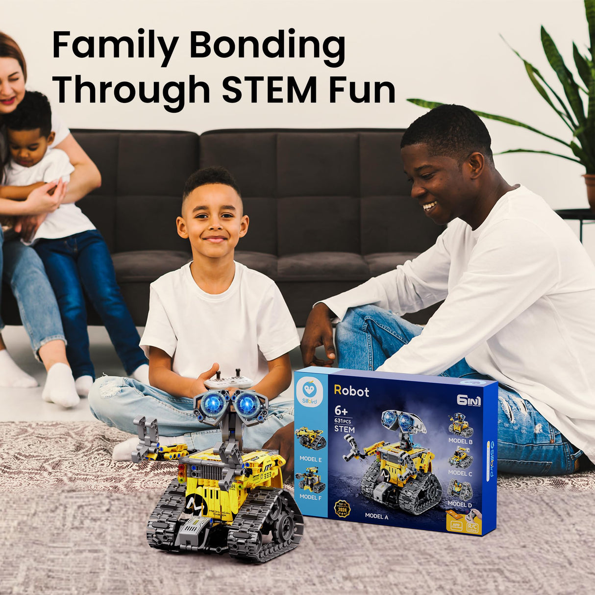 Sillbird Robot Building Kit with Remote Control Gifts for Kids Boys Ages 8-13, Coding STEM Robotic Technic Racer Car Toys for Birthday, Build 6in1 Model with 631 Pieces Sillbird