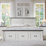 Aitjunz 26" Tall Farmhouse Nightstand Set of 2, 3 Drawers End Table w/Charging Station, 23.6" Wide Large Side Table w/Roman Column, Wood Rustic Sofa Table for Bedroom, White Aitjunz