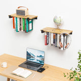NANATI 2 Set of Floating Bookshelf, Pine Wood Invisible Bookshelf, Hanging Bookshelves for Wall, Unique Space Saving Wall Bookcase (16.5L×8.7W×1.5H) NANATI