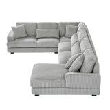 Oversized U-Shaped Sectional Sofa Modern Living Room Couch Upholstered in Soft Corduroy with a Chaise Lounge Merax
