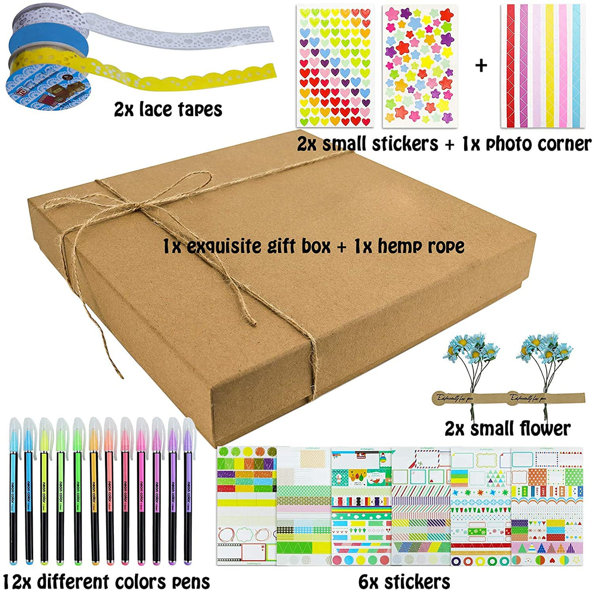 Vienrose DIY Scrapbook Photo Album Kit with Pens Tapes and Stickers 60 Pages Hardcover 8.3x10.5 Inches 3 Rings Removable Blank Paper Scrapbooking for Lover Friends Kids Wedding White Vienrose
