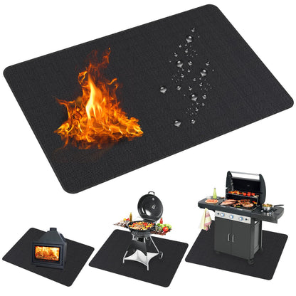 McKuk 70 x 48 inches Under Grill Mats for Outdoor Grill, Easy to Clean Reusable Grill Mat for Deck, Double-Sided Fire Resistant,Water Resistant and Oil Proof, Fit for Indoor Fireplace Mat Fire Pit Mat