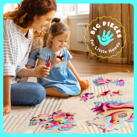 Dan&Darci Jumbo Shimmery 45-Piece Unicorn Floor Puzzle for Kids Ages 3-6 Years Old- Large Toddler Puzzles Age 3, 4, 5, 6 Year Olds - Easter Toys for Girls - Little Girl Birthday Gift Dan&Darci