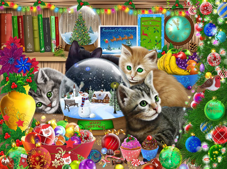SUNSOUT INC - Snow Globe Kitten - 1000 pc Jigsaw Puzzle by Artist: Gerald Newton - Finished Size 20" x 27" - MPN# 39230 SunsOut