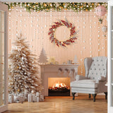 DR.DUDU 22 Inches Lighted Christmas Wreath for Front Door, Battery Operated Red Berry Artificial Wreaths with Light up Snowflakes Ornaments, Christmas Decorations for Home Mantle Holiday Party DR.DUDU