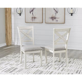 Signature Design by Ashley Robbinsdale Casual Upholstered Solid Wood Dining Chair with Nailhead Trim, Set of 2, White & Light Gray Signature Design by Ashley