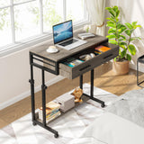 Tribesigns Portable Desk with Drawers, Mobile Laptop Desk with Wheels, Couch Desk Sofa Side Table Bed Desk, Small Standing Desk for Home Office (Retro Grey) Tribesigns