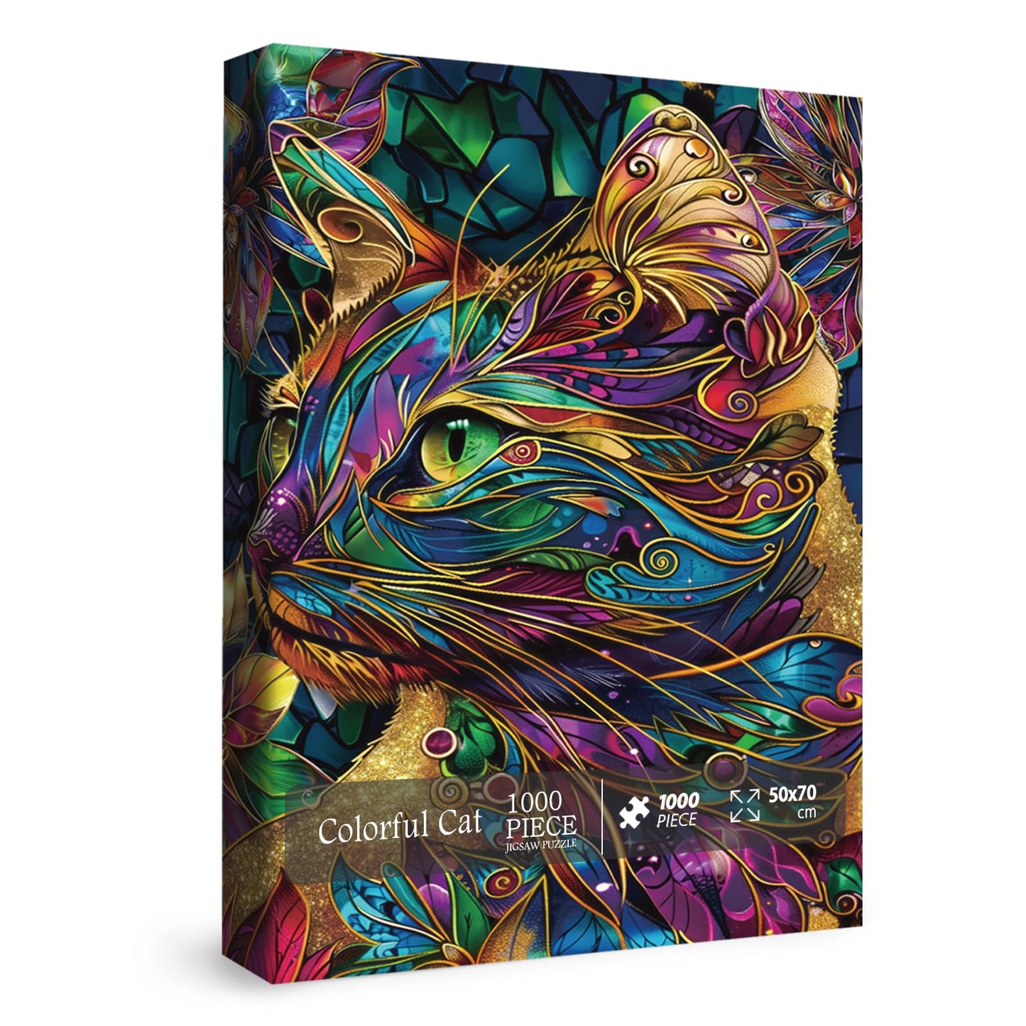 Colorful Cats Puzzles Painting Puzzle for Adults 1000 Pieces, Animal Art Jigsaw Puzzles 1000 Pieces Vibrant Colors Cat Puzzle, Fantasy Rainbow Painting Puzzle