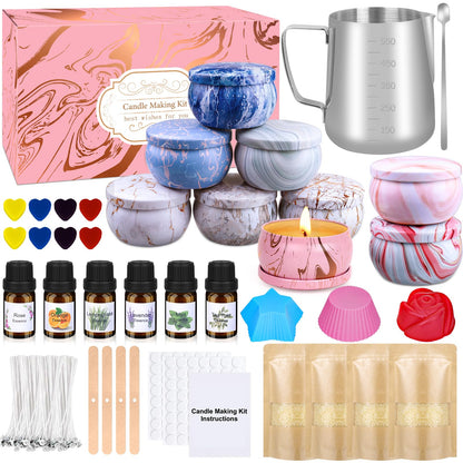 YUEONEWIN Candle Making Kits for Adults, Candle Making Supplies Accessory, DIY Scented Candle Set with Soy Wax, Essential Oil, Wicks, Wax Melting Pot, Moulds, Candle Jars, Dye, Make Your Own Candles